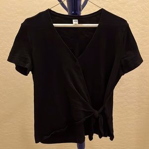 Old Navy Wrap Tie Black Knit Top